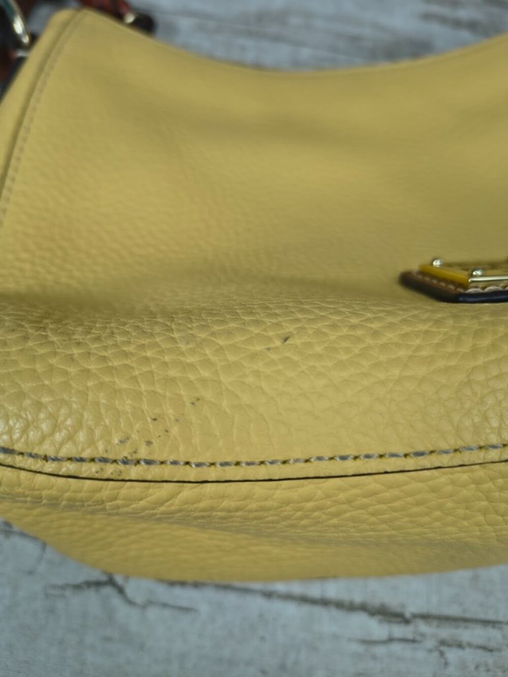 Dooney & Bourke Yellow Small Kiley Hobo Pebbled Leather Shoulder Bag - Picture 8 of 10